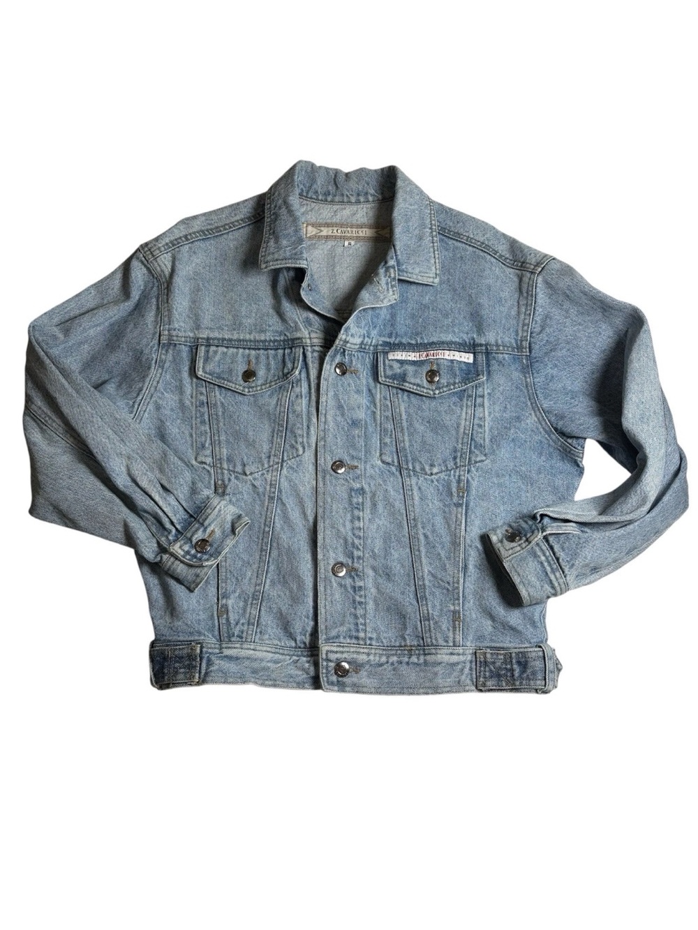 Z Cavaricci Jacket Mens Small Denim Jean Jacket Retro 90s Made in USA Vintage